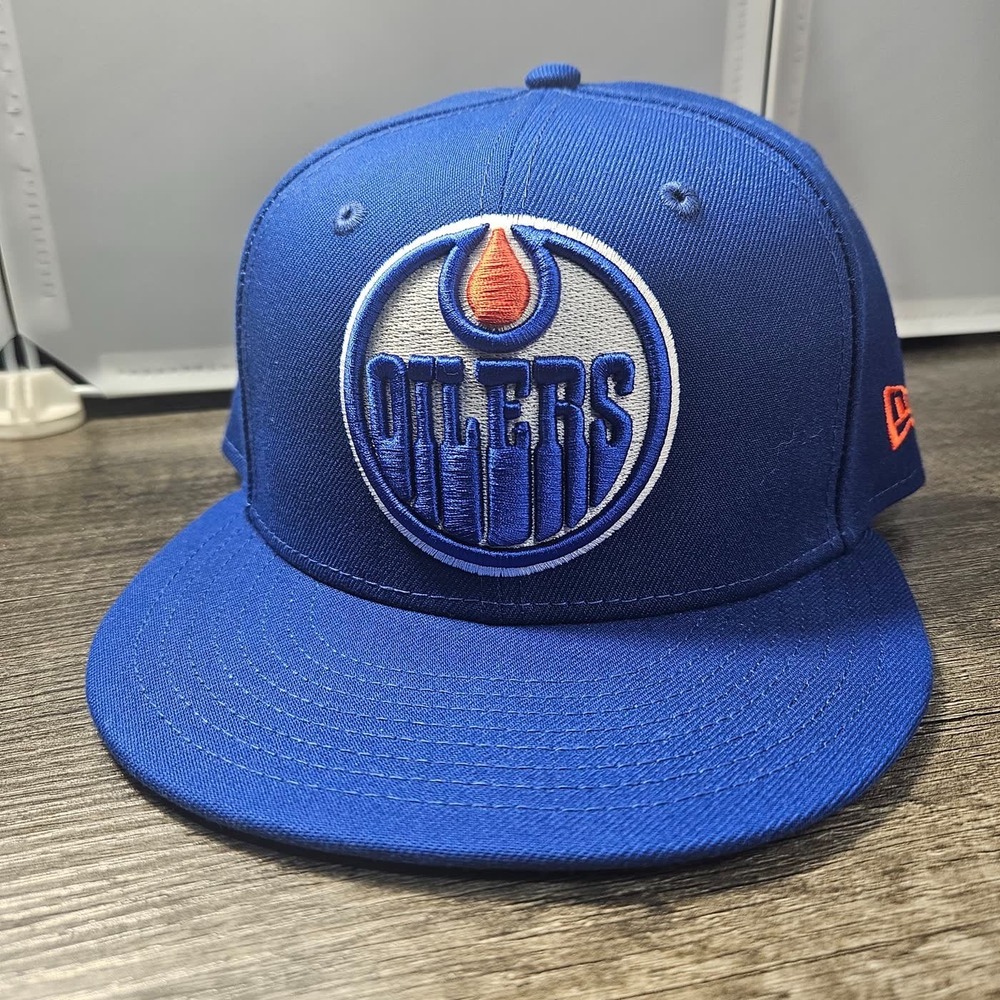 Edmonton Oilers New Era 59FIFTY Fitted Hat Royal Blue Size 7 1/2 NHL Cap New